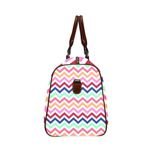 Multicolor CHEVRONS Pattern Pink Turquoise Coral Blue Red Waterproof Travel Bag/Small (Model 1639)