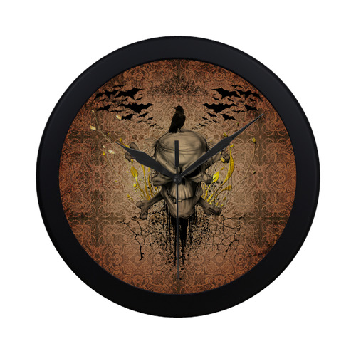 The scary skull with crow Circular Plastic Wall clock