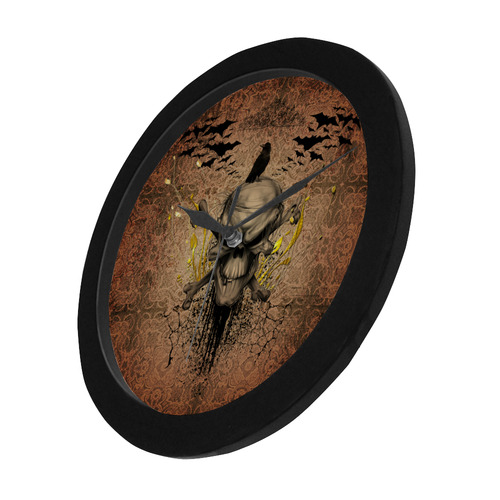 The scary skull with crow Circular Plastic Wall clock