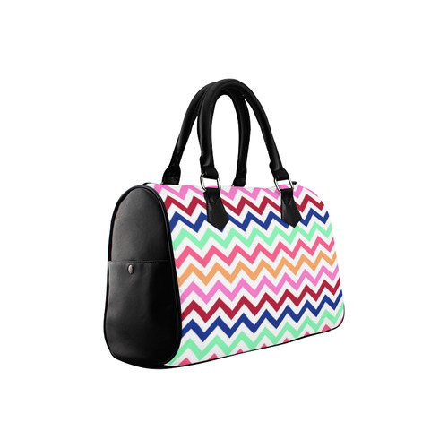 Multicolor CHEVRONS Pattern Pink Turquoise Coral Blue Red Boston Handbag (Model 1621)