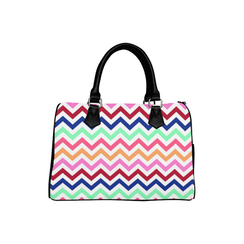 Multicolor CHEVRONS Pattern Pink Turquoise Coral Blue Red Boston Handbag (Model 1621)