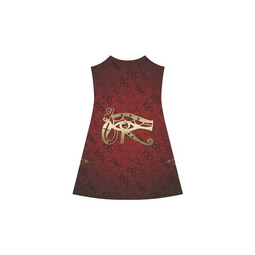 The all seeing eye in gold and red Alcestis Slip Dress (Model D05)
