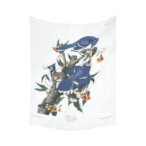 Audubon Blue Jay Nature Landscape Cotton Linen Wall Tapestry 60"x 80"