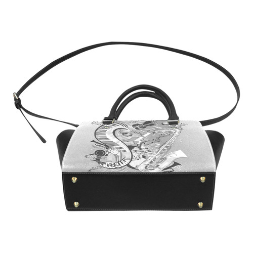 Black and White Music Jazz Handbag by Juleez Classic Shoulder Handbag (Model 1653)