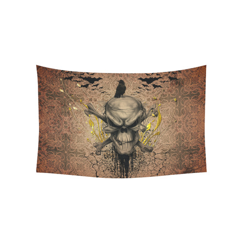 The scary skull with crow Cotton Linen Wall Tapestry 60"x 40"