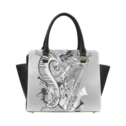 Black and White Music Jazz Handbag by Juleez Classic Shoulder Handbag (Model 1653)