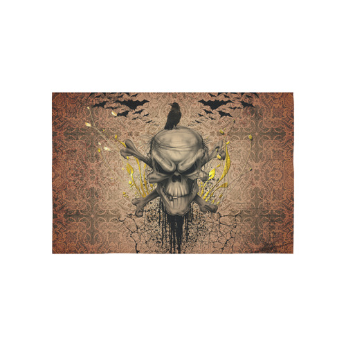 The scary skull with crow Cotton Linen Wall Tapestry 60"x 40"