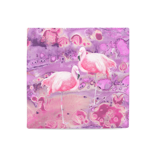 Flamingos Batik Paint Background Pink Violet Women's Leather Wallet (Model 1611)