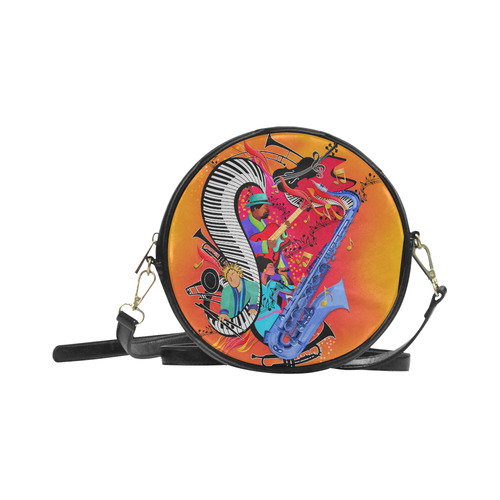 Colorful Jazz Art Round HandBag Round Sling Bag (Model 1647)