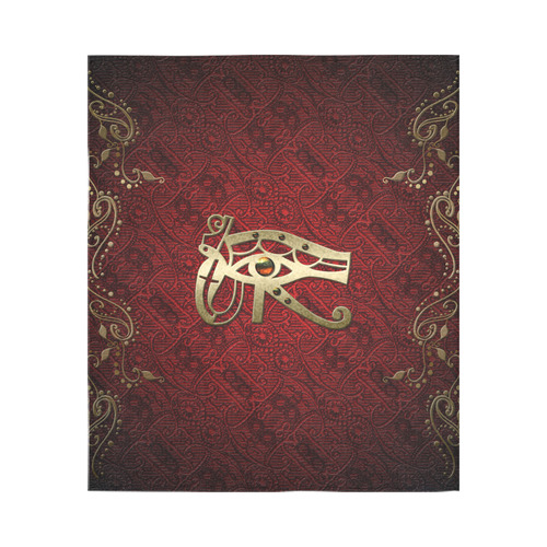 The all seeing eye in gold and red Cotton Linen Wall Tapestry 51"x 60"