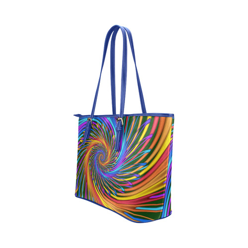 Hot Colors Rainbow Swirl Abstract Leather Tote Bag/Large (Model 1651)