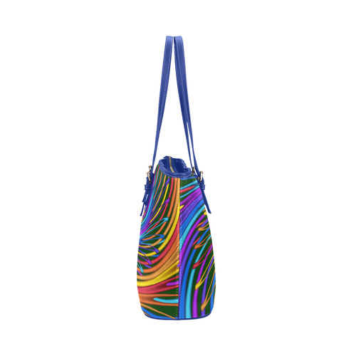 Hot Colors Rainbow Swirl Abstract Leather Tote Bag/Large (Model 1651)