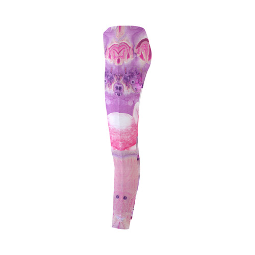 Flamingos Batik Paint Background Pink Violet Cassandra Women's Leggings (Model L01)