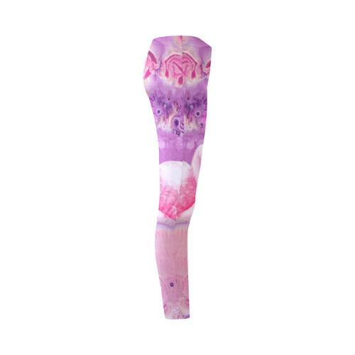 Flamingos Batik Paint Background Pink Violet Cassandra Women's Leggings (Model L01)