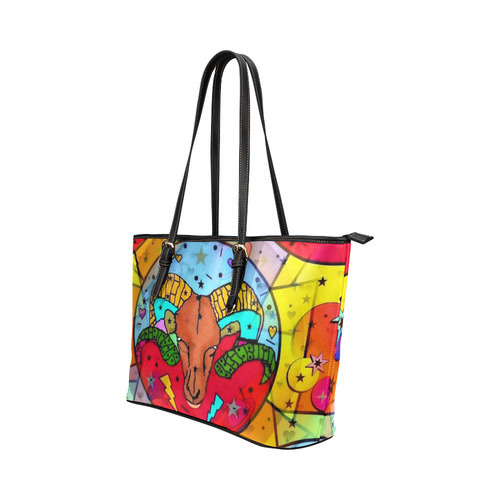 Widder/Aries by Nico Bielow Leather Tote Bag/Large (Model 1651)