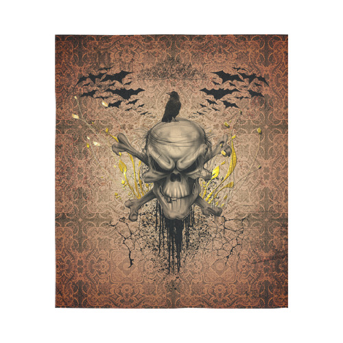 The scary skull with crow Cotton Linen Wall Tapestry 51"x 60"
