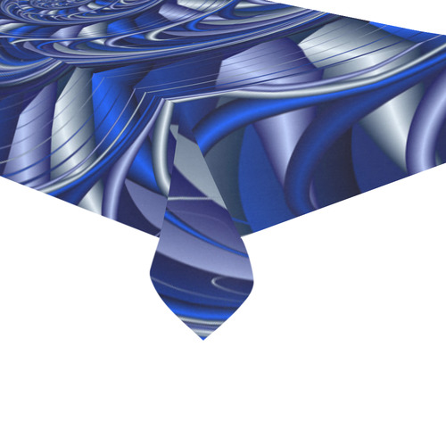 Silver Blue Leaf Spiral Cotton Linen Tablecloth 60"x120"