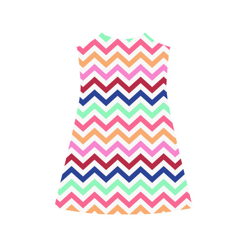 CHEVRONS Pattern Multicolor Pink Turquoise Coral Blue Red Alcestis Slip Dress (Model D05)