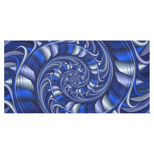 Silver Blue Leaf Spiral Cotton Linen Tablecloth 60"x120"