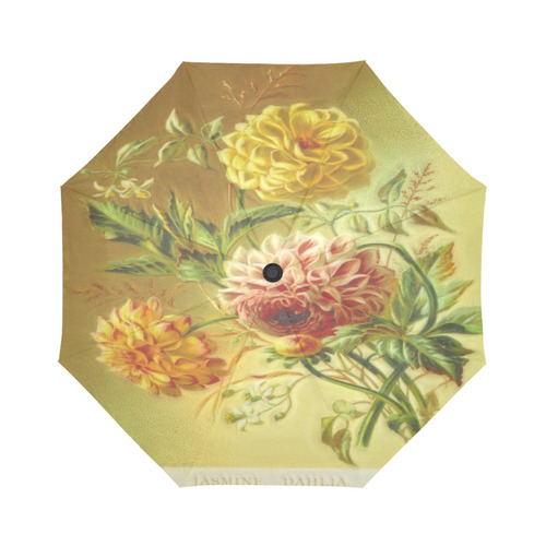 Yellow and Pink Dahlia Vintage Flowers Auto-Foldable Umbrella (Model U04)