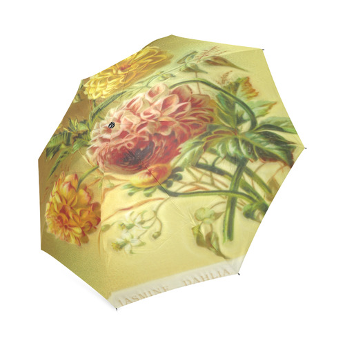 Yellow and Pink Dahlia Vintage Flowers Foldable Umbrella (Model U01)