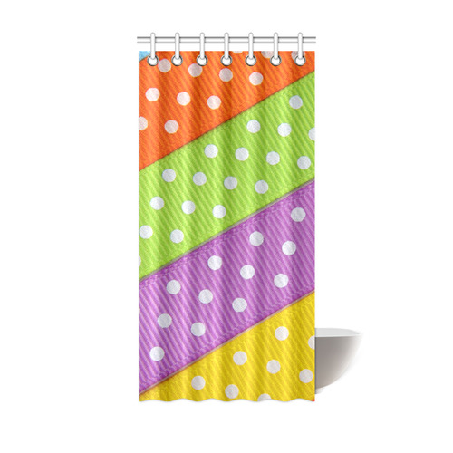 Colorful Ribbons White Dots Shower Curtain 36"x72"