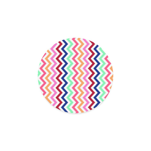 CHEVRONS Pattern Multicolor Pink Turquoise Coral Blue Red Round Coaster