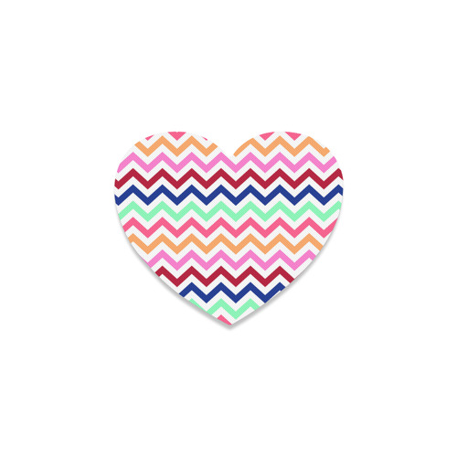 CHEVRONS Pattern Multicolor Pink Turquoise Coral Blue Red Heart Coaster