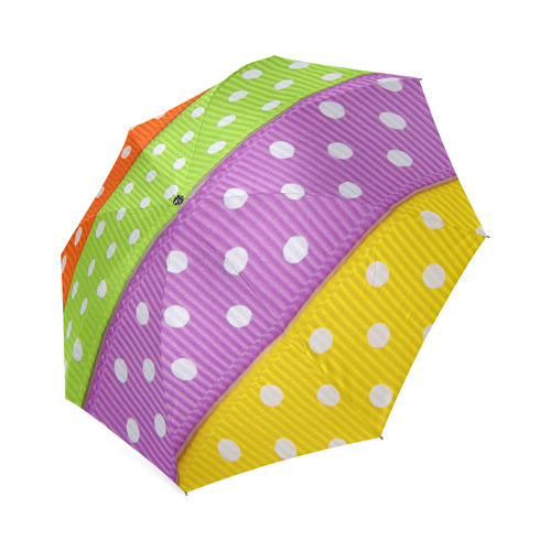 Colorful Ribbons White Dots Foldable Umbrella (Model U01)
