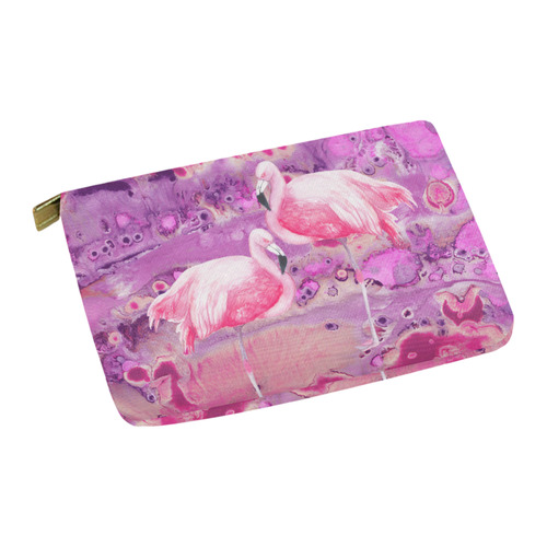 Flamingos Batik Paint Background Pink Violet Carry-All Pouch 12.5''x8.5''