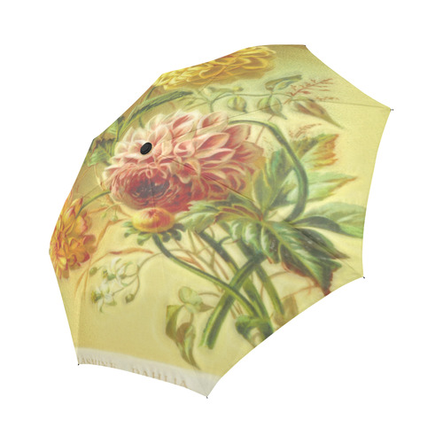Yellow and Pink Dahlia Vintage Flowers Auto-Foldable Umbrella (Model U04)