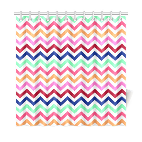 CHEVRONS Pattern Multicolor Pink Turquoise Coral Blue Red Shower Curtain 72"x72"