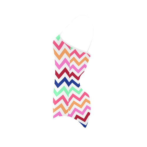 CHEVRONS Pattern Multicolor Pink Turquoise Coral Blue Red Strap Swimsuit ( Model S05)