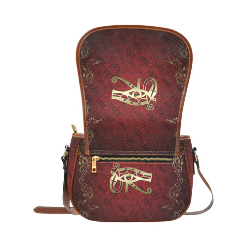 The all seeing eye in gold and red Saddle Bag/Small (Model 1649) Full Customization