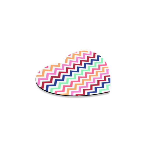 CHEVRONS Pattern Multicolor Pink Turquoise Coral Blue Red Heart Coaster