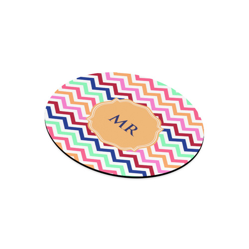 Customized CHEVRONS Pattern Multicolor Pink Turquoise Coral Blue Red Round Mousepad