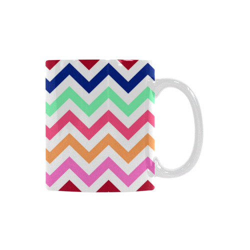 CHEVRONS Pattern Multicolor Pink Turquoise Coral Blue Red White Mug(11OZ)