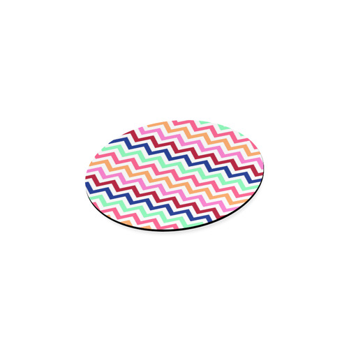 CHEVRONS Pattern Multicolor Pink Turquoise Coral Blue Red Round Coaster