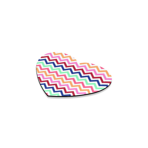CHEVRONS Pattern Multicolor Pink Turquoise Coral Blue Red Heart Coaster