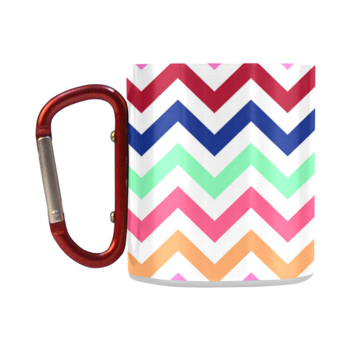Customized CHEVRONS Pattern Multicolor Pink Turquoise Coral Blue Red Classic Insulated Mug(10.3OZ)