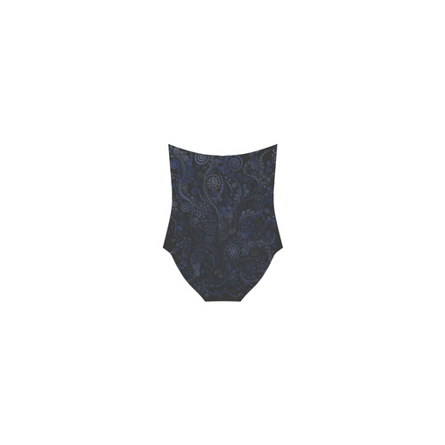 3D Ornamental blue on gray Strap Swimsuit ( Model S05)