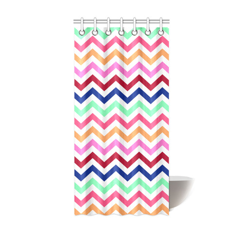 CHEVRONS Pattern Multicolor Pink Turquoise Coral Blue Red Shower Curtain 36"x72"