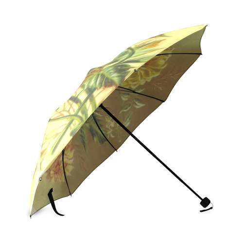 Yellow and Pink Dahlia Vintage Flowers Foldable Umbrella (Model U01)