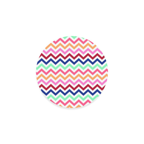 CHEVRONS Pattern Multicolor Pink Turquoise Coral Blue Red Round Coaster