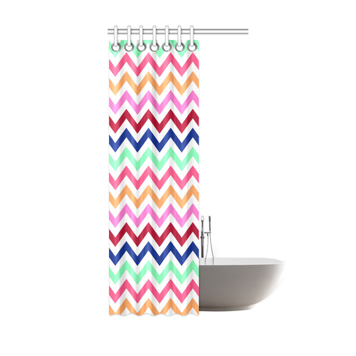 CHEVRONS Pattern Multicolor Pink Turquoise Coral Blue Red Shower Curtain 36"x72"