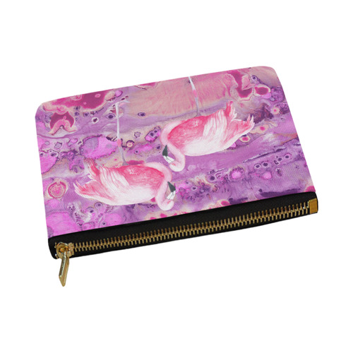 Flamingos Batik Paint Background Pink Violet Carry-All Pouch 12.5''x8.5''