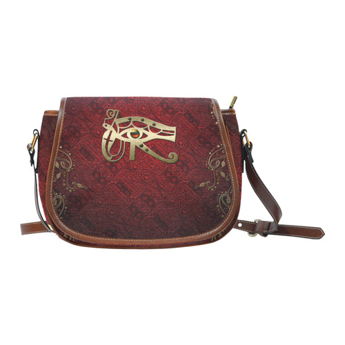 The all seeing eye in gold and red Saddle Bag/Small (Model 1649) Full Customization