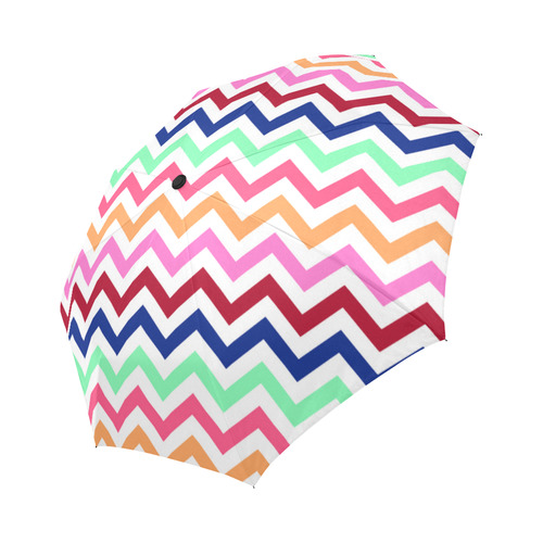 CHEVRONS Pattern Multicolor Pink Turquoise Coral Blue Red Auto-Foldable Umbrella (Model U04)