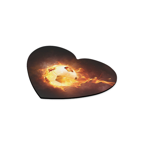 SPORT Football Soccer, Ball under Fire Heart-shaped Mousepad