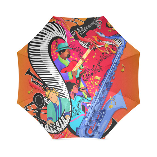 I Love Smooth Jazz UmbrellaColorful Music Piano Sax Art Print by Juleez Foldable Umbrella (Model U01)
